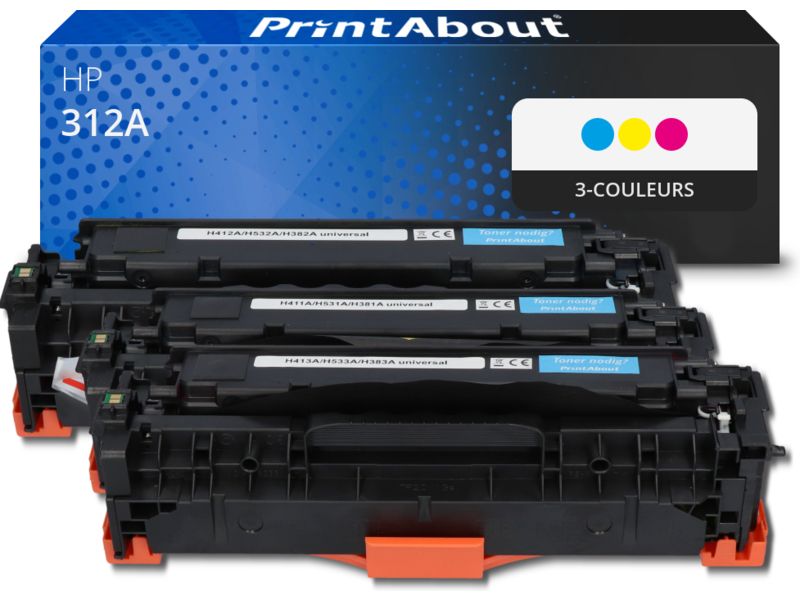 Toner compatible PrintAbout HP 312A (CF440AM) - 3 couleurs - Multipack