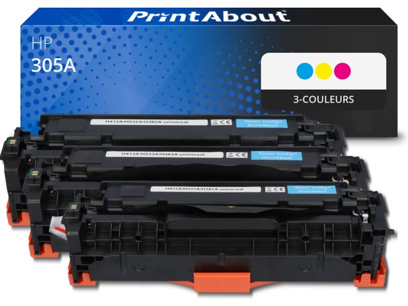 Toner compatible PrintAbout HP 305A (CF370AM) - 3 couleurs - Multipack