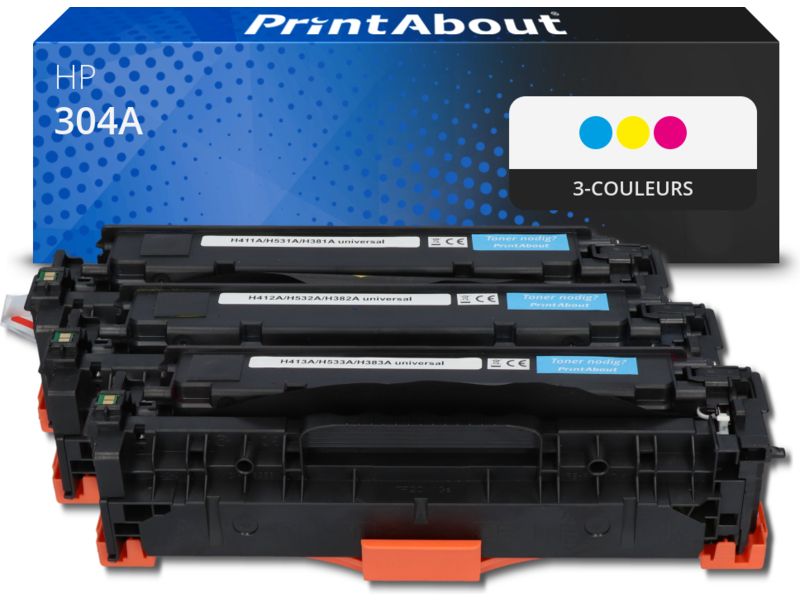 Toner compatible HP 304A (CF372AM) - Pack de 3 couleurs