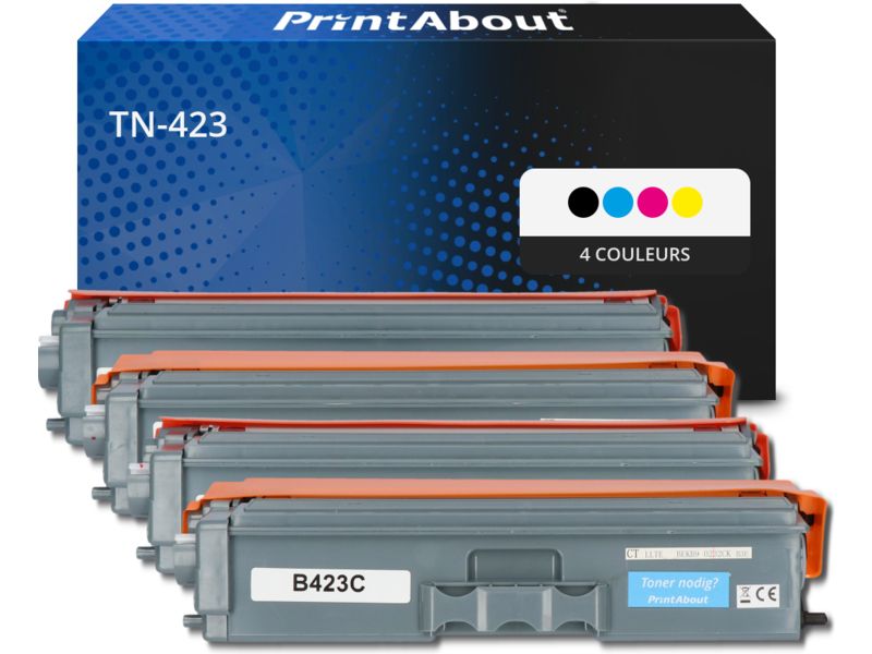 Toner compatible Brother TN-423 - 4 couleurs - Grande capacité - Multipack