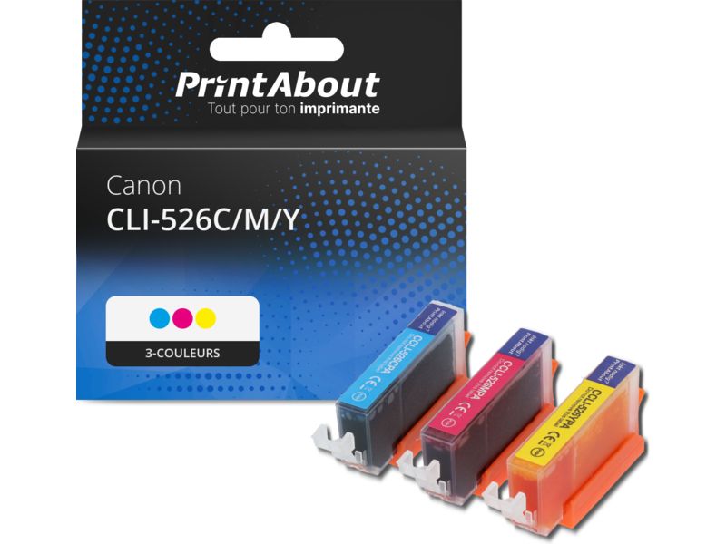 Multipack de cartuchos de tinta PrintAbout compatibles con Canon CLI-526C/M/Y, 3 colores