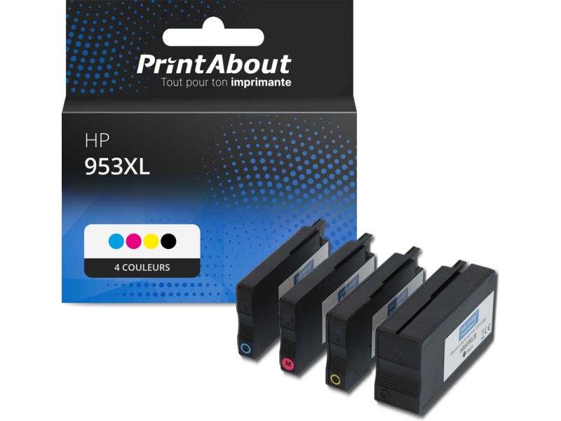 Cartouche compatible PrintAbout HP 953XL (3HZ52AE) - 4 couleurs - Grande capacité - Multipack