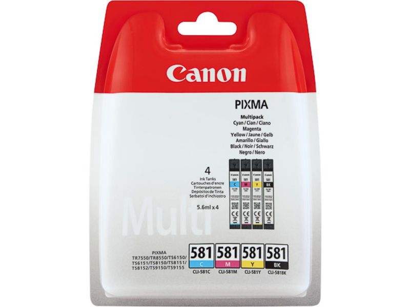 Cartouche d'encre Canon CLI-581 MultiCouleurs - 4 Couleurs - Multipack
