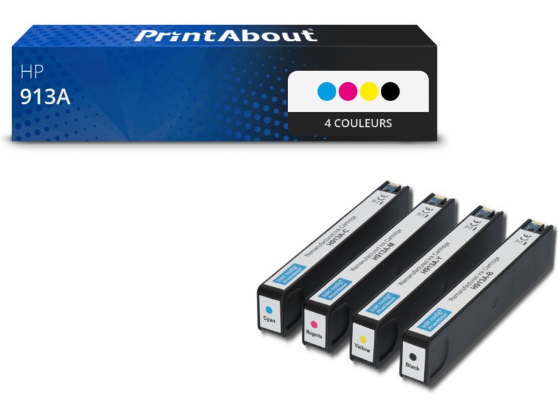 PrintAbout Compatible HP 913A (L0R95AE) 4-Color Ink Cartridge Multipack
