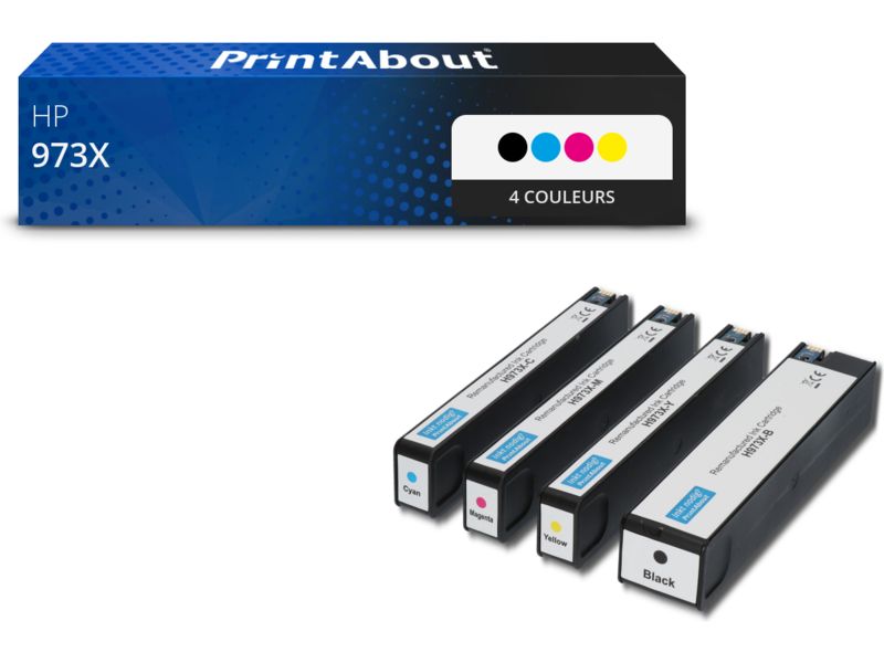 Cartouche compatible HP 973X PrintAbout - 4 couleurs - Grande capacité - Multipack