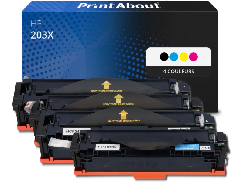 PrintAbout Compatible HP 203X (CF540X) Toner - 4 Colors - High Capacity - Multipack
