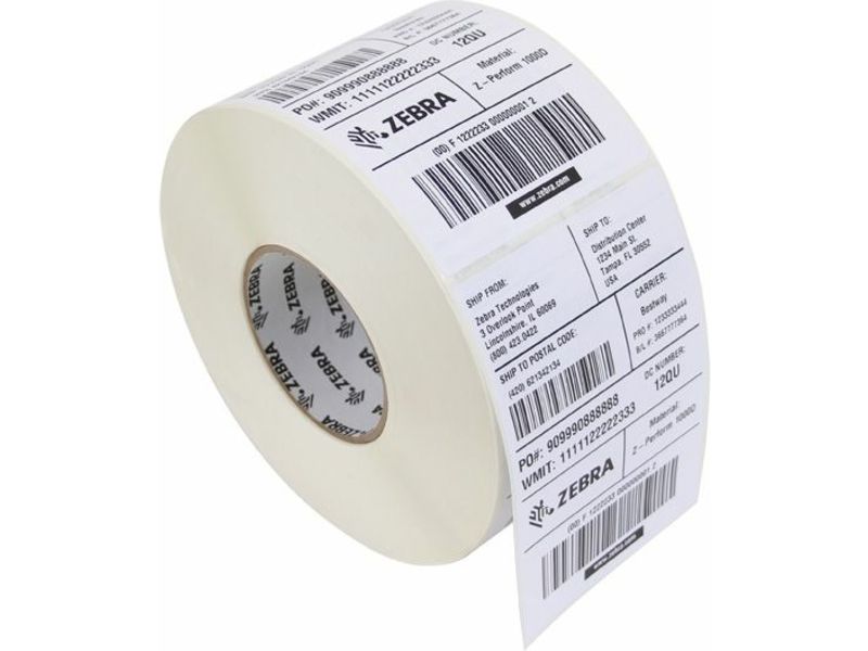 Zebra Z-Perform 1000D Label, Black on White, 70mm x 32mm, 12 Rolls