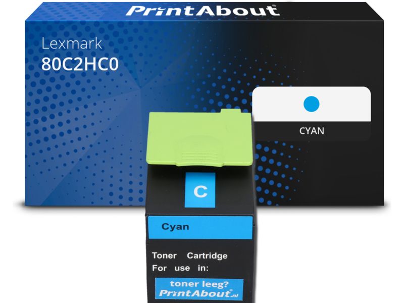 Toner compatible Lexmark 80C2HC0 (802HC) - Cyan - Grande capacité