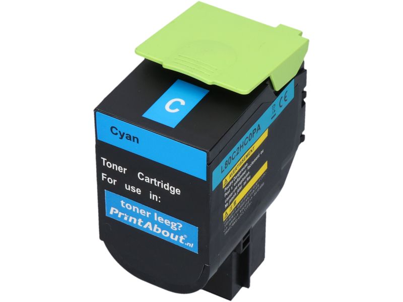 Toner compatible Lexmark 80C2HC0 (802HC) - Cyan - Grande capacité