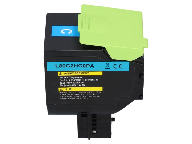 Toner compatible Lexmark 80C2HC0 (802HC) - Cyan - Grande capacité