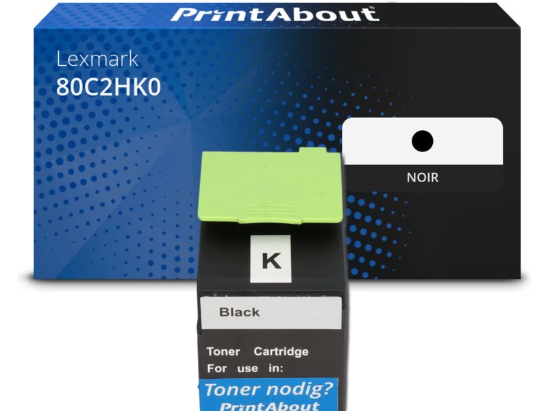 Toner compatible Lexmark 80C2HK0 (802HK) - Noir - Grande capacité