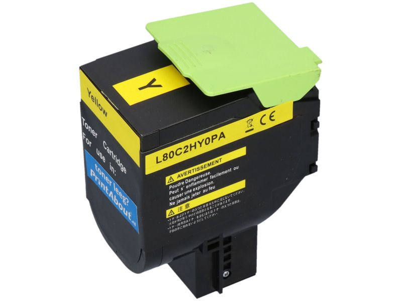 Toner compatible Lexmark 80C2HY0 (802HY) - Jaune - Grande capacité