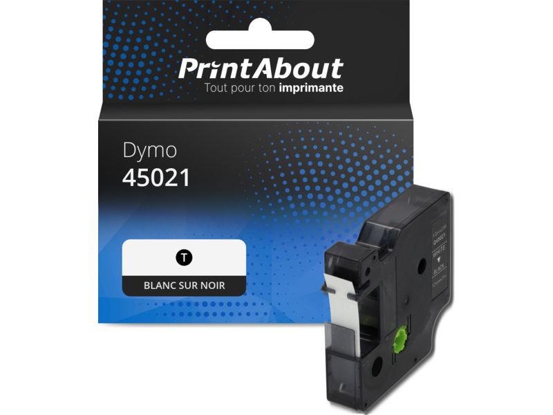  cinta compatible Dymo PrintAbout (S0720610) - 12 mm - Blanco sobre negro