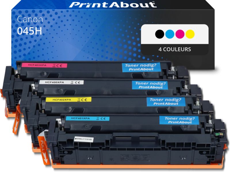Toner compatible Canon 045H - 4 couleurs - Grande capacité - Multipack