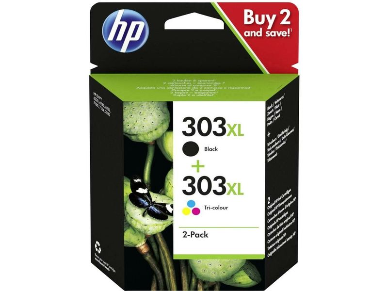 Cartouche d'encre HP 303XL - Noir + 3 couleurs - Grande capacité - Multipack