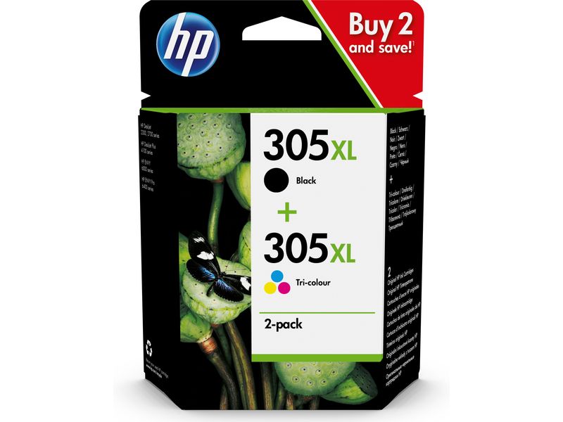 Cartouche d'encre HP 305XL - Noir + 3 couleurs - Grande capacité - Multipack