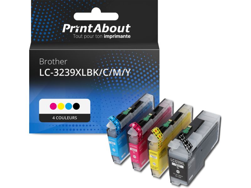 Cartouche compatible Brother LC-3239XLBK/C/M/Y - 4 couleurs - Grande capacité - Multipack par PrintAbout