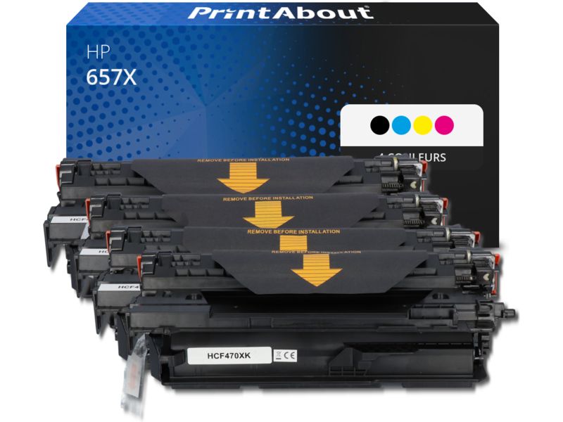 Toner compatible PrintAbout HP 657X (CF470X) - 4 colores - Alta capacidad - Multipack