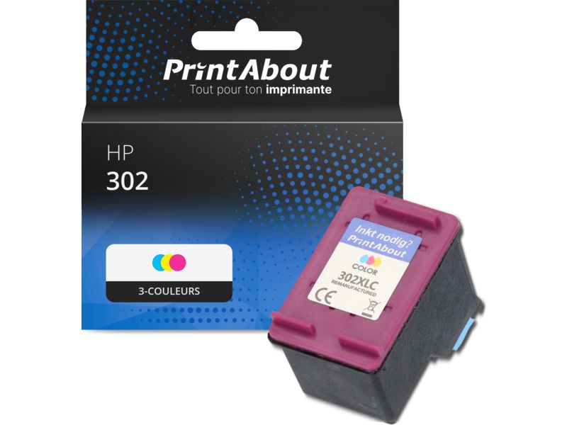 Cartouche d'encre tri-couleurs PrintAbout HP 302 (F6U65AE)