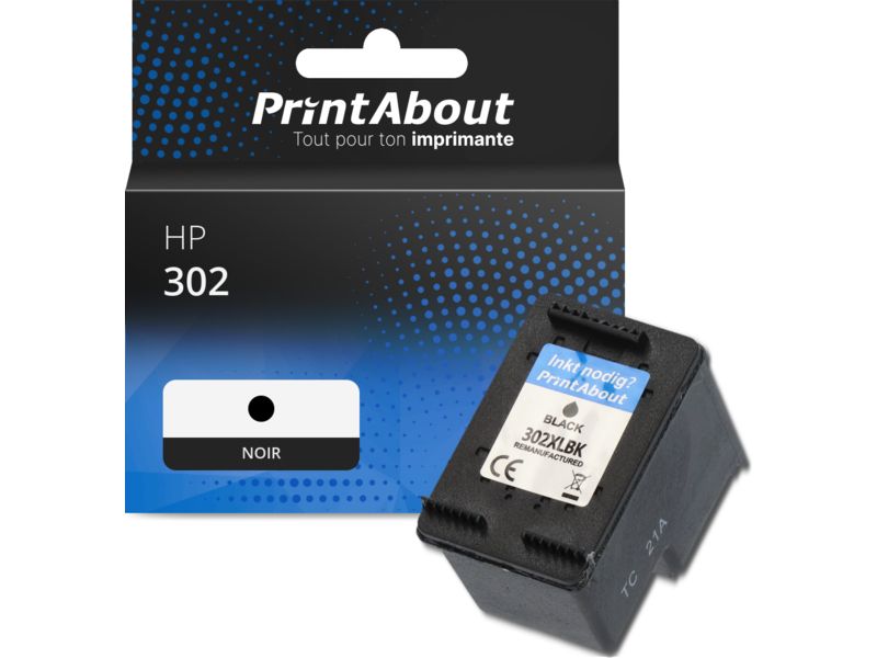 Cartouche d'encre PrintAbout HP 302 - Noir (F6U66AE)
