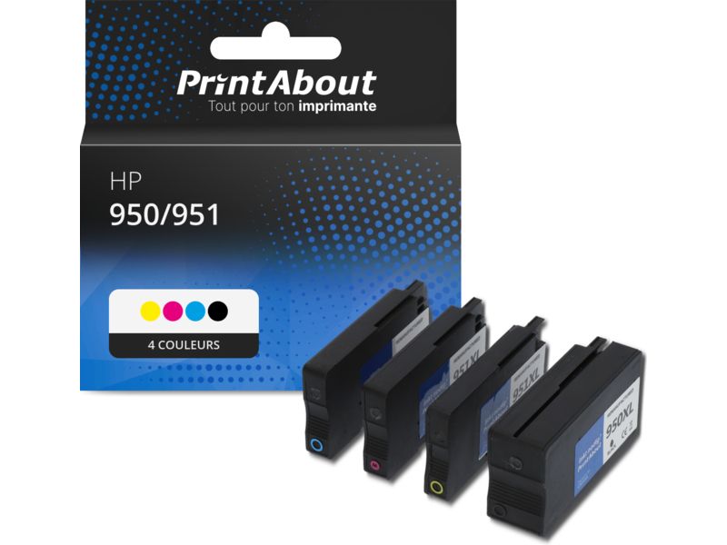 Cartouche compatible PrintAbout HP 950/951 (6ZC65AE) - Pack de 4 couleurs