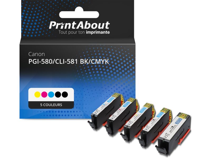 Cartouche d'encre compatible Canon PGI-580/CLI-581 Multipack - 5 couleurs