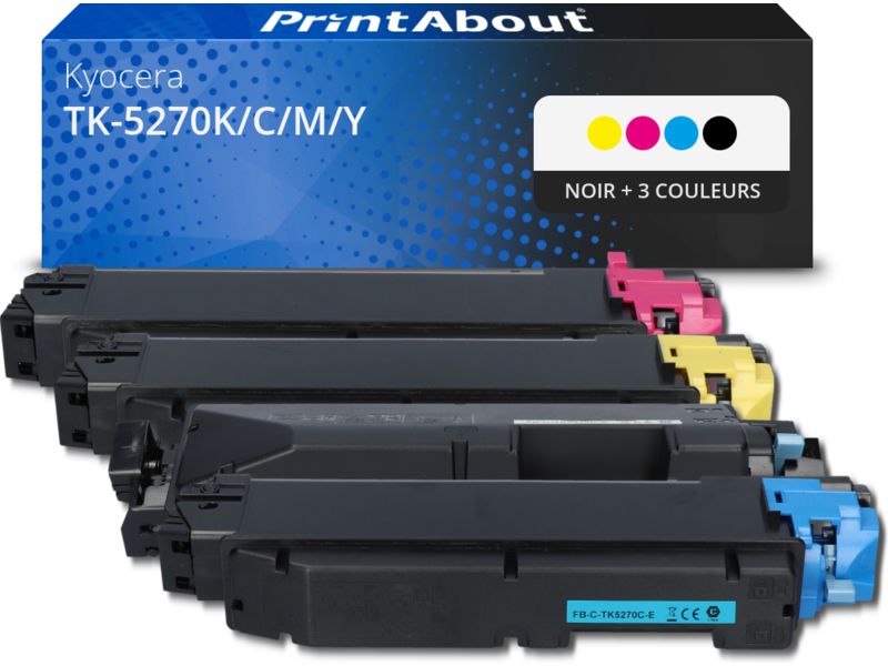 Toner compatible Kyocera PrintAbout - Noir + 3 couleurs (multipack TK-5270K/C/M/Y)