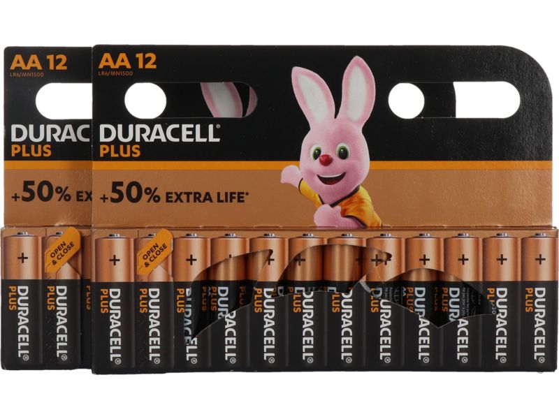 Piles Duracell Plus AA, paquet de 24