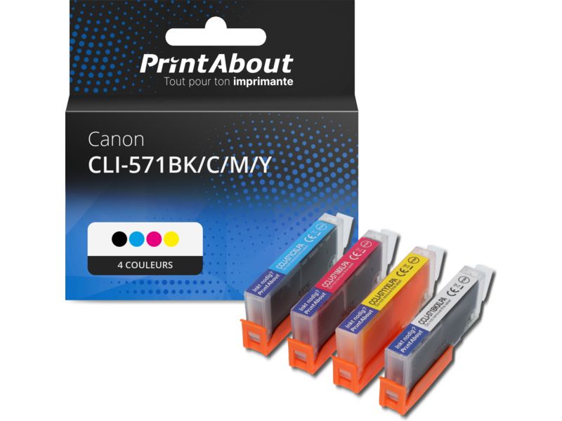 Multipack de cartuchos de tinta Canon CLI-571 - Negro/Colores - 4 unidades