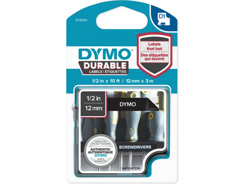 Dymo Durable Black on White Label (12mm)
