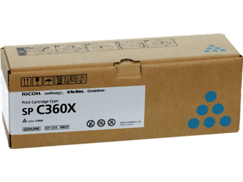 Toner Ricoh SP C361 Cian - Alta capacidad