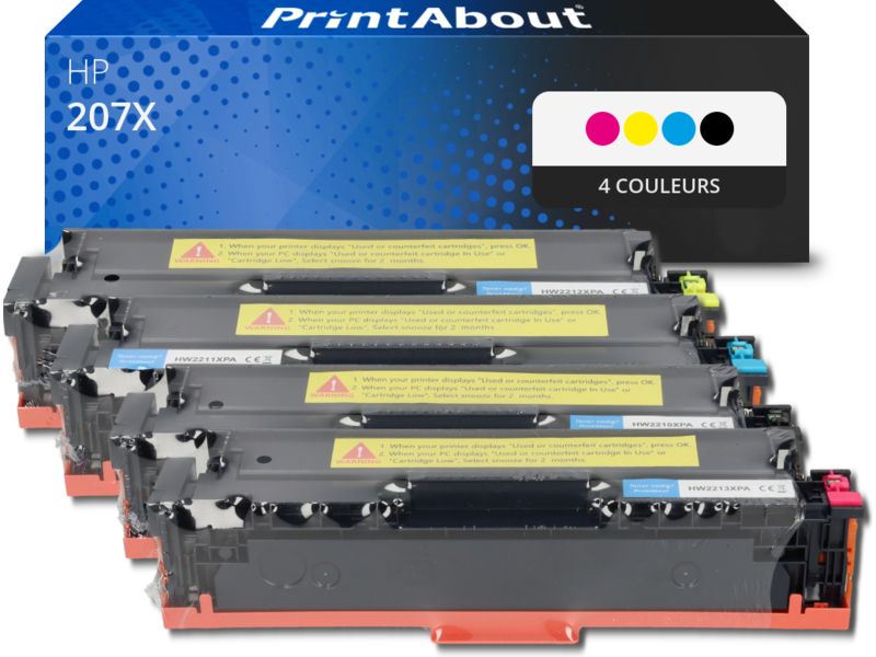 PrintAbout Compatible HP 207X Toner (W2210/11/12/13X) - 4 Colors - High Capacity - Multipack