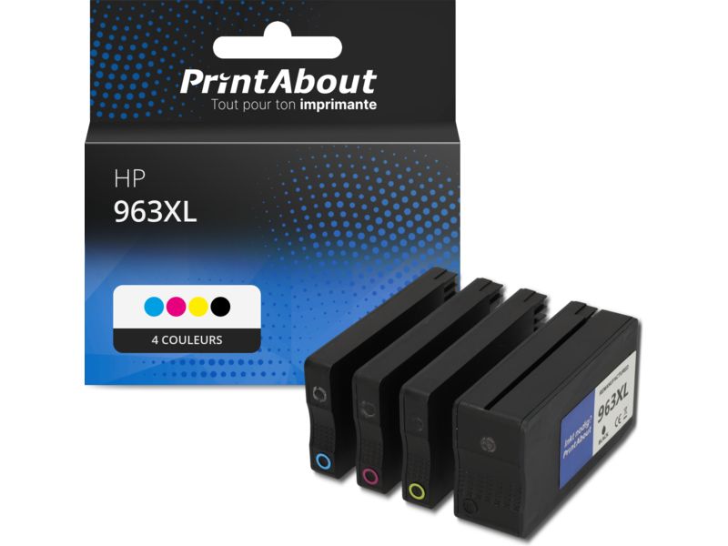 Cartouche compatible HP 963XL (6ZC70AE) - 4 couleurs - Grande capacité - Multipack