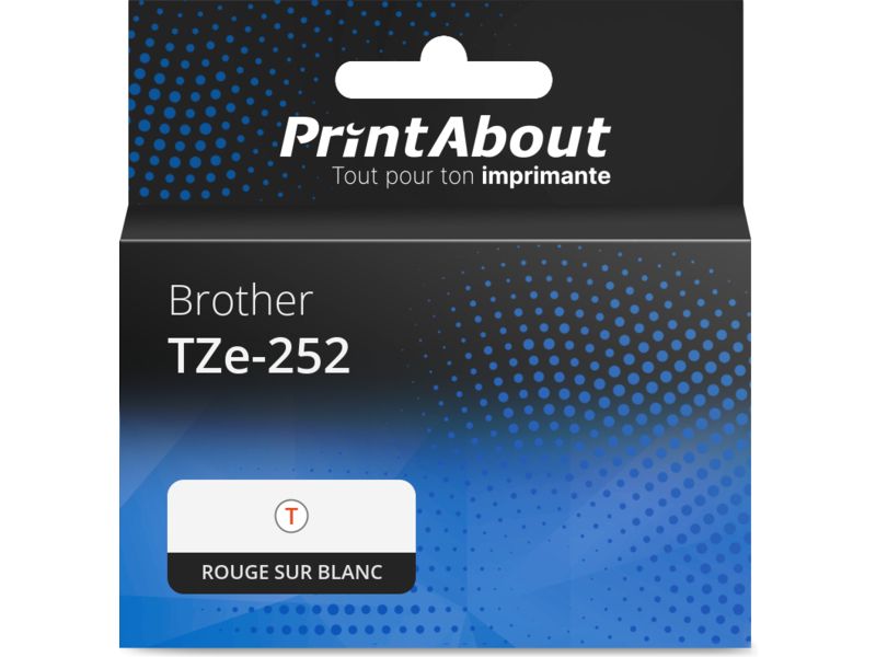 Brother TZe-252 Tape - 24mm x 24mm - Red on White