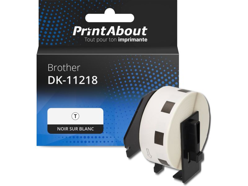Etiqueta compatible Brother DK-11218 - 24 mm x 24 mm - Negro sobre blanco