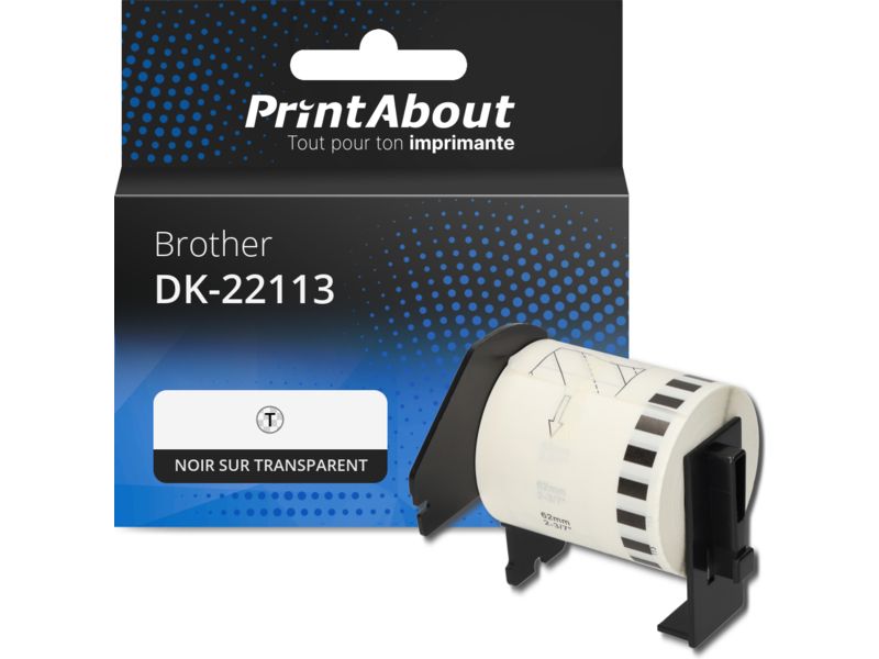 Brother DK-22113 Label - 62mm - Black on Transparent