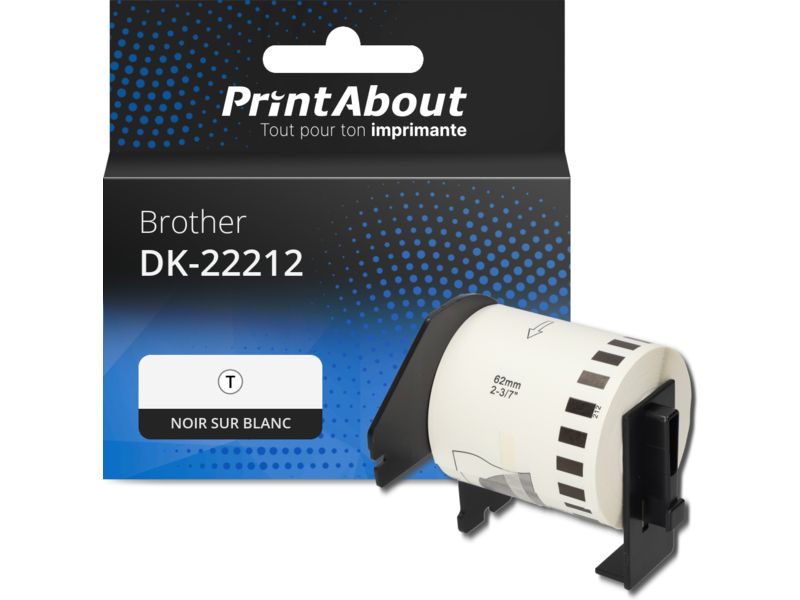 Etiqueta Brother DK-22212 - 62 mm - Negro sobre blanco