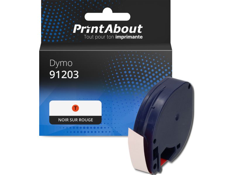 Dymo 91203 Compatible Tape - (12mm) - Black on Red