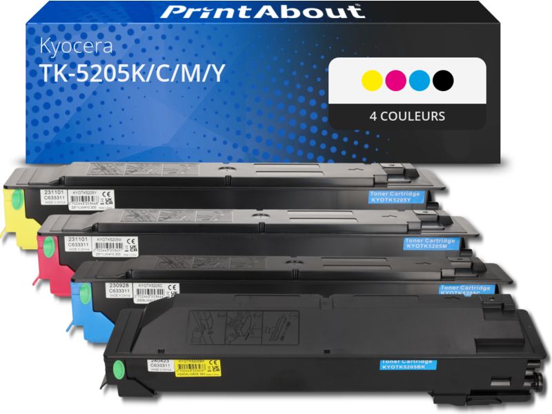 Toner PrintAbout Kyocera Compatible - 4 Couleurs - Multipack (TK-5205K/C/M/Y)