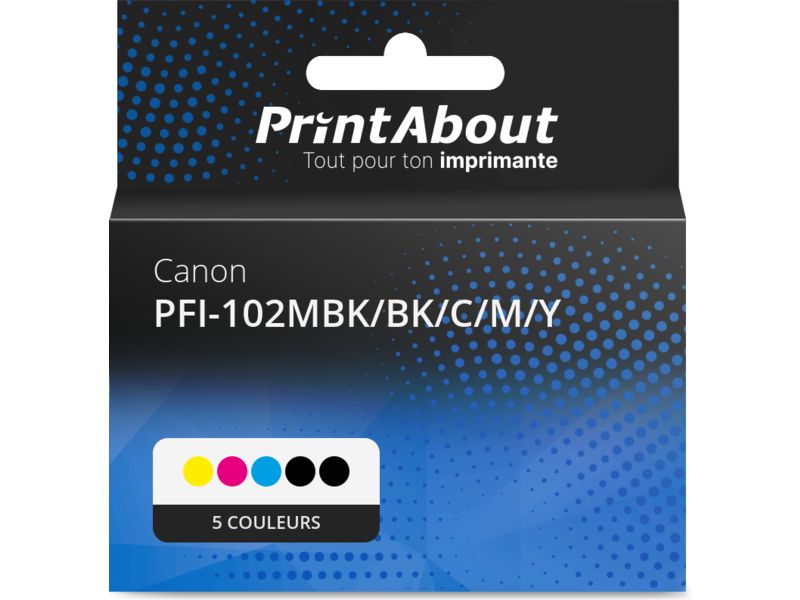Cartouche d'encre compatible Canon PFI-102 - 5 couleurs - Multipack