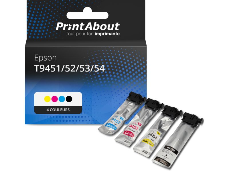 Epson Compatible Cartridge T9451/52/53/54 - 4 Colors - High Capacity - Multipack by PrintAbout