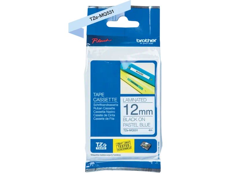 Ruban Brother TZe-MQ531 - Noir sur bleu pastel
