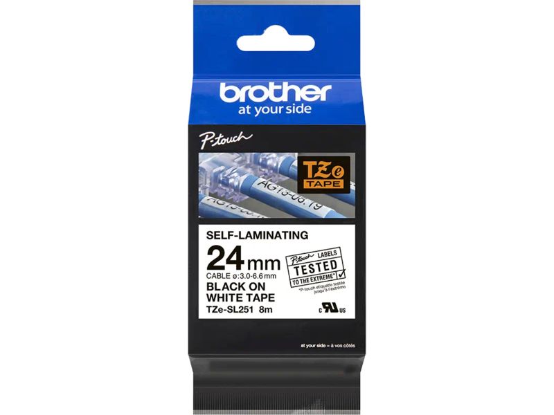Ruban Brother TZe-SL251 Noir sur Blanc