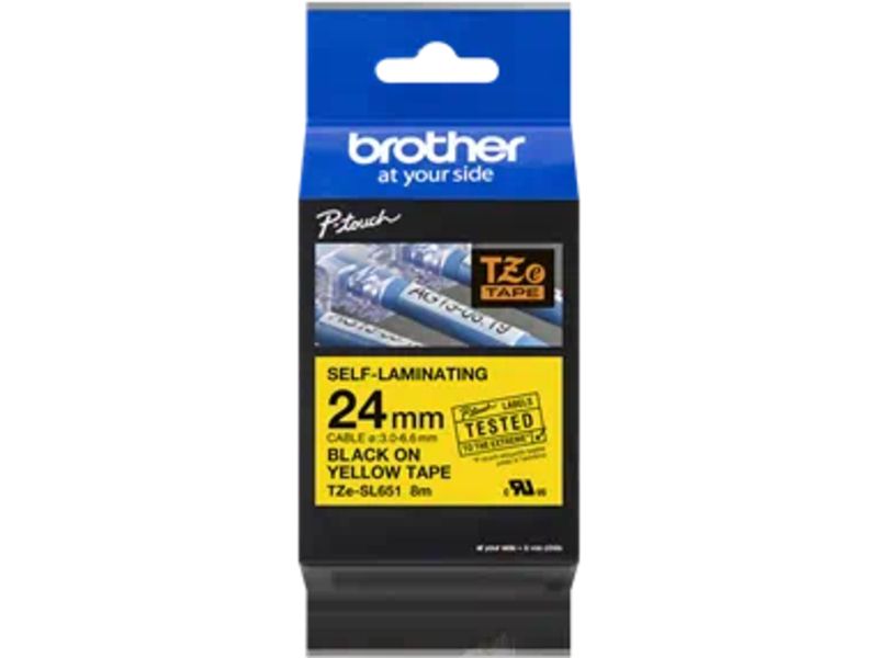 Ruban Brother TZe-SL651 - Noir sur Jaune