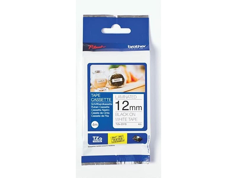 Cintas Brother TZe-231S - 12 mm - Negro sobre blanco