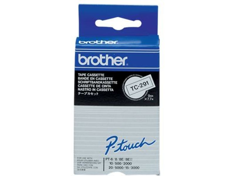 Ruban Brother TC-291 9 mm Noir sur Blanc