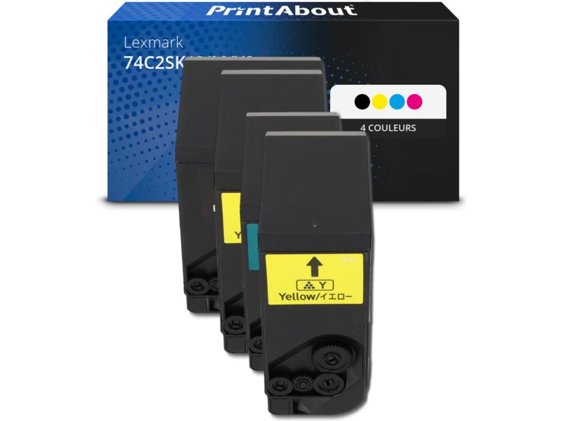 Toner Lexmark compatible 74C2SK/C/M/Y - 4 colores - Alta capacidad - Multipack por PrintAbout