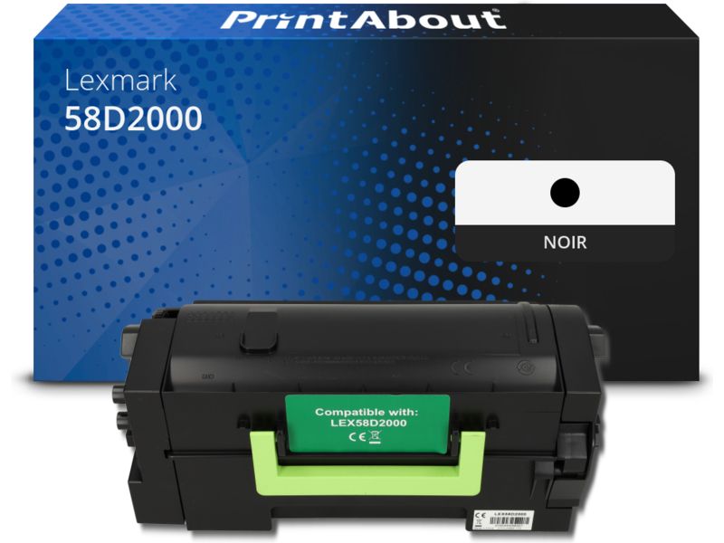Toner compatible Lexmark 58D2000 - Noir
