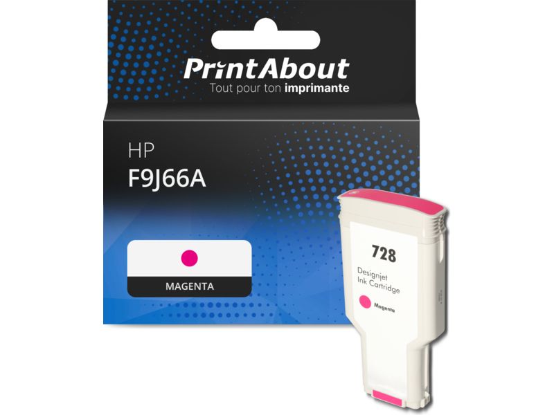 Tinta compatible HP Cartucho F9J66A (728) - Magenta - Alta capacidad