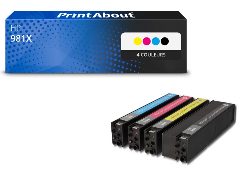 PrintAbout Compatible HP 981X - 4-Color High-Capacity Multipack Cartridge (L0R09/10/11/12A)